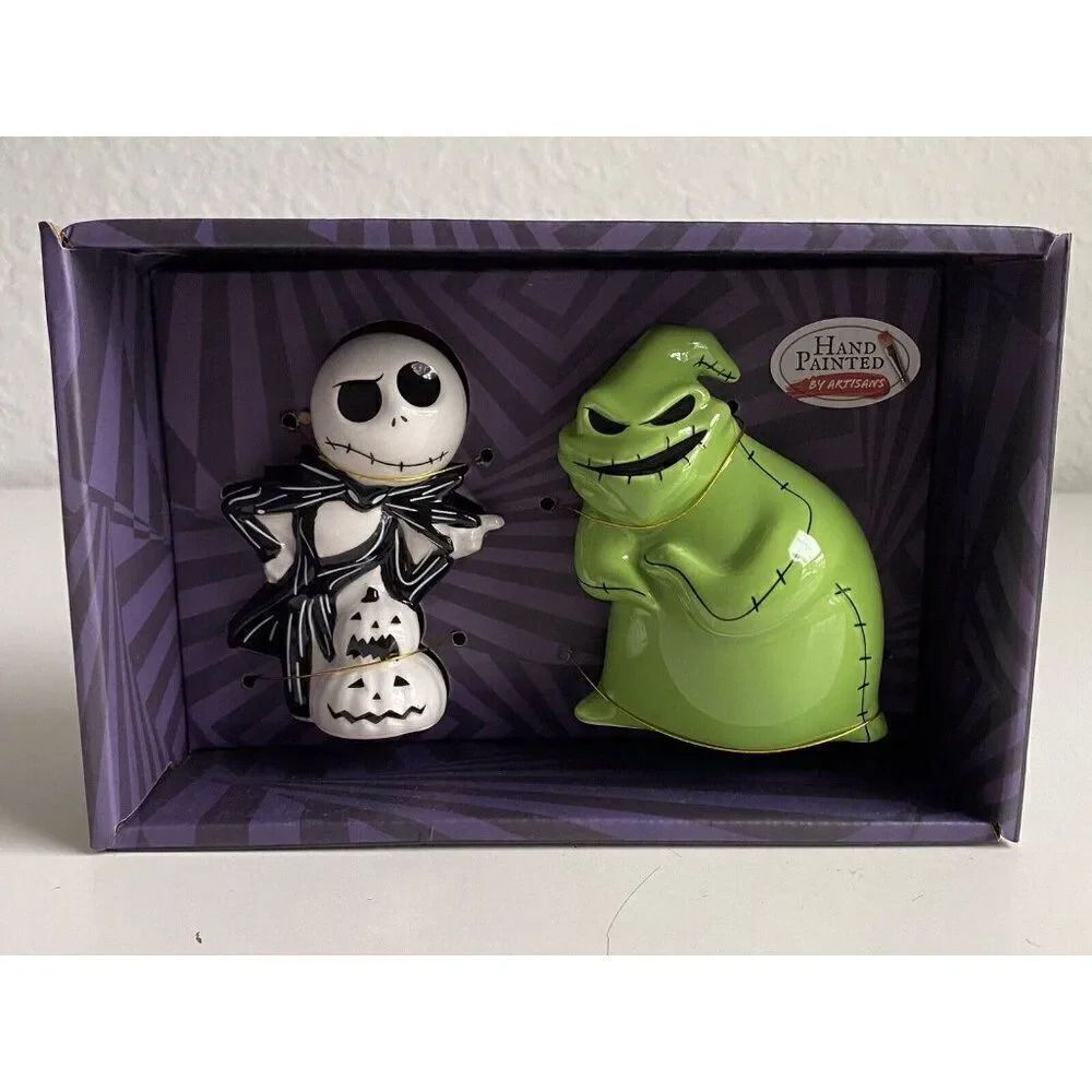 Disney Oogie Boogie And Jack Skellington Salt And Pepper Shakers Halloween NEW